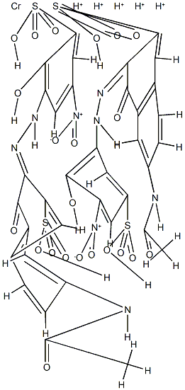 Chromate(5-), [6-(acetylamino)-4-hydroxy-3-[(2-hydroxy-3-nitro-5-sulfophenyl)azo]-2-naphthalenesulfonato(4-)][6-(acetylamino)-4-hydroxy-3-[(2-hydroxy-5-nitro-3-sulfophenyl)azo]-2-naphthalenesulfonato(4-)]-, pentahydrogen Struktur