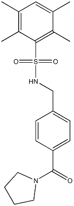 2,3,5,6-tetramethyl-N-[4-(1-pyrrolidinylcarbonyl)benzyl]benzenesulfonamide Struktur