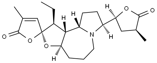 Spiro[furan-2(5H),2'-[2H]furo[3,2-c]pyrrolo[1,2-a]azepin]-5-one,1'-ethyl-1',3'a,4',5',6',8',9',10',10'a,10'b-decahydro-4-methyl-8'-[(2R,4R)-tetrahydro-4-methyl-5-oxo-2-furanyl]-,(1'R,2S,3'aS,8'R,10'aR,10'bS)-rel-(-)- Struktur