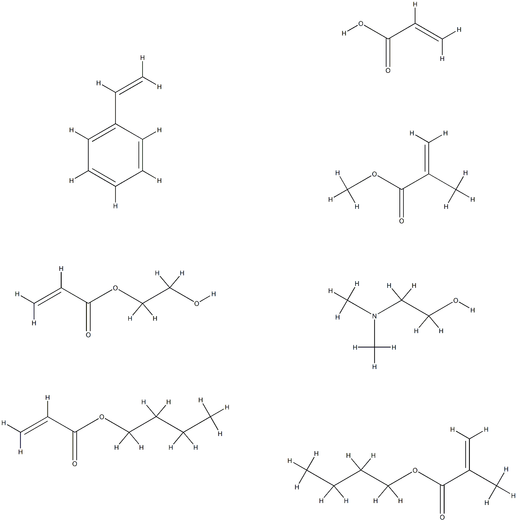 2-Propenoic acid, 2-methyl-, butyl ester, polymer with butyl 2-propenoate, ethenylbenzene, 2-hydroxyethyl 2-propenoate, methyl 2-methyl-2-propenoate and 2-propenoic acid, compd. with 2-(dimethylamino)ethanol Struktur