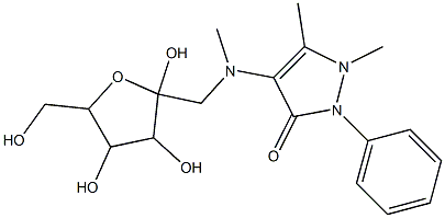 N-(2-(5-hydroxymethyl-2,3,4,5-tetrahydro-2,3,4-trihydroxy)furyl)methyl-N-methylantipyrine Struktur