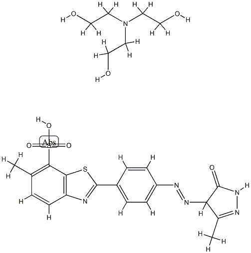 7-Benzothiazolesulfonic acid, 2-4-(4,5-dihydro-3-methyl-5-oxo-1H-pyrazol-4-yl)azophenyl-6-methyl-, compd. with 2,2,2-nitrilotrisethanol (1:1) Struktur