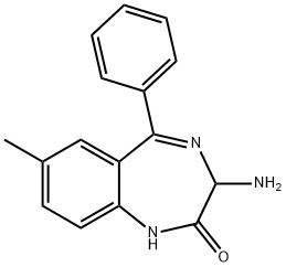 3-AMINO-5-FENYL-7-METHYL-1H-1,4-BENZODIAZEPINE-2(3H)-ON Struktur