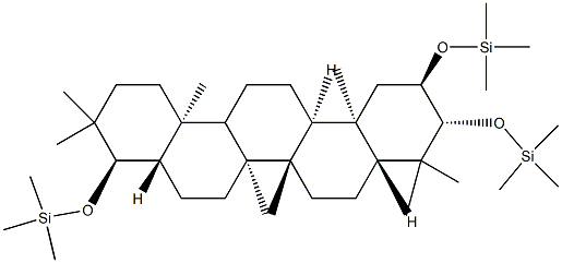 [[(8α,9β,13α,14β,17α,18β)-21,21-Dimethyl-29,30-dinorgammacerane-2α,3β,22α-triyl]trisoxy]tris(trimethylsilane) Struktur