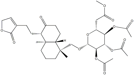 [[(1R,8aβ)-5α-[2-(2,5-Dihydro-2-oxofuran-3-yl)ethyl]decahydro-1,4aα-dimethyl-6-oxonaphthalen-1α-yl]methyl]2-O,3-O,4-O,6-O-tetraacetyl-β-D-glucopyranoside Struktur