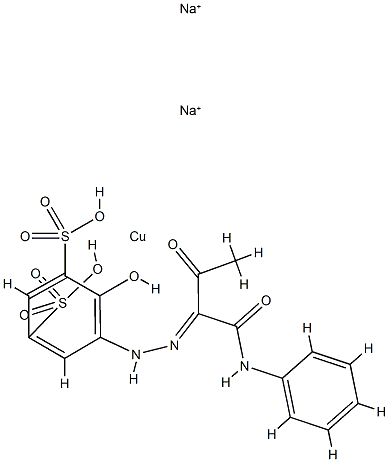 disodium [5-[[1-(anilinocarbonyl)-2-oxopropyl]azo]-4-hydroxybenzene-1,3-disulphonato(4-)]cuprate(2-) Struktur