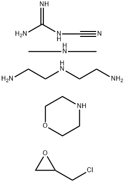 Guanidine, cyano-, polymer with N-(2-aminoethyl)-1,2-ethanediamine and (chloromethyl)oxirane, reaction products with dimethylamine and morpholine Struktur