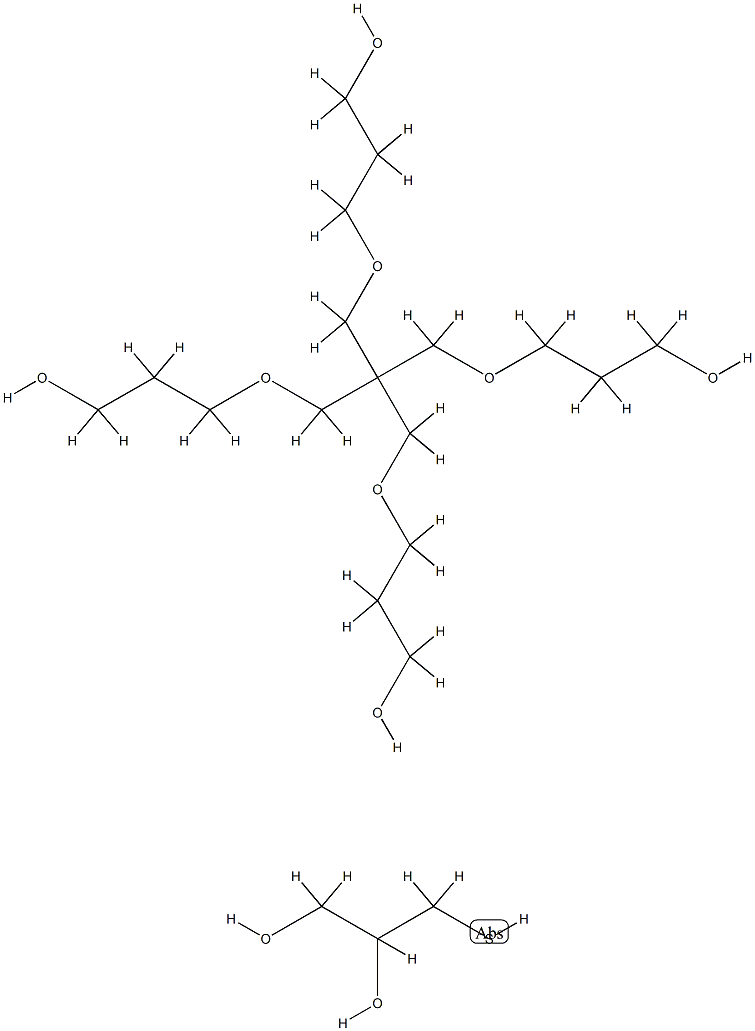 Polyoxy(methyl-1,2-ethanediyl), .alpha.-hydro-.omega.-hydroxy-, ether with 2,2-bis(hydroxymethyl)-1,3-propanediol (4:1), 2-hydroxy-3-mercaptopropyl ether Struktur