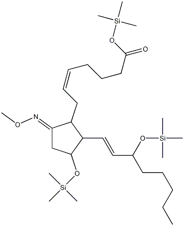 Prosta-5,13-dien-1-oic acid, 9-(methoxyimino)-11,15-bis[(trimethylsily l)oxy]-, trimethylsilyl ester, (8xi,12xi)- Struktur