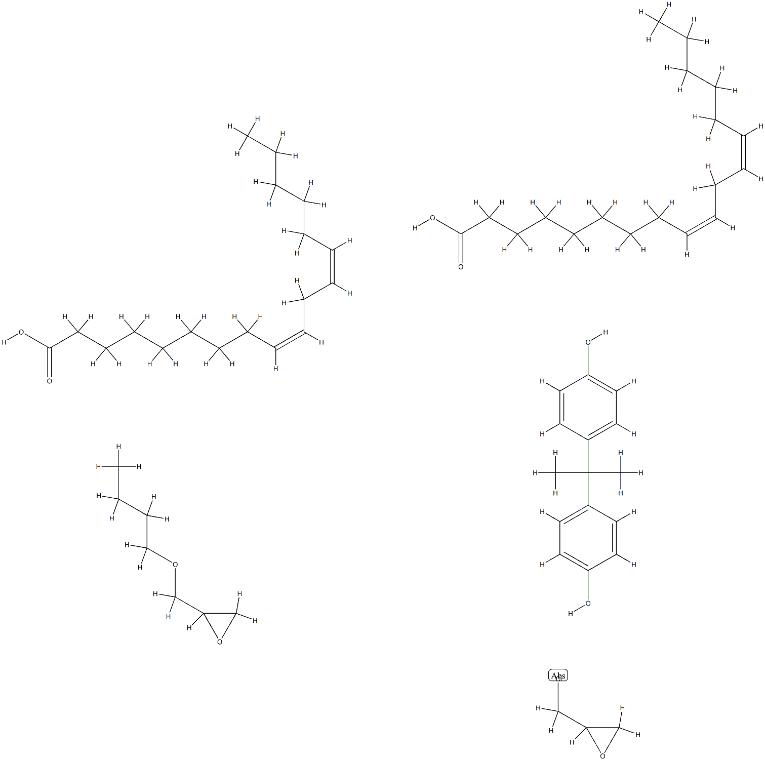 9,12-Octadecadienoic acid (Z,Z)-, dimer, polymer with (butoxymethyl)oxirane, (chloromethyl)oxirane and 4,4'-(1-methylethylidene)bis[phenol] Struktur