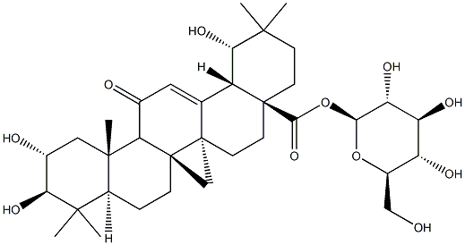 2α,3β,19α-Trihydroxy-11-oxoolean-12-en-28-oic acid [β-D-glucopyranosyl] ester Struktur