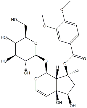 [(1S)-7α-[(3,4-Dimethoxybenzoyl)oxy]-1,4a,5,6,7,7aα-hexahydro-4aα,5α-dihydroxy-7-methylcyclopenta[c]pyran-1α-yl]β-D-glucopyranoside Struktur