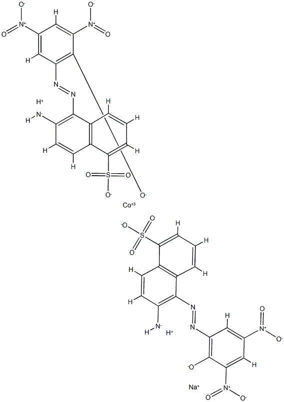 Cobaltate(3-), bis6-(amino-.kappa.N)-5-2-(hydroxy-.kappa.O)-3,5-dinitrophenylazo-.kappa.N1-1-naphthalenesulfonato(3-)-, sodium dihydrogen Struktur