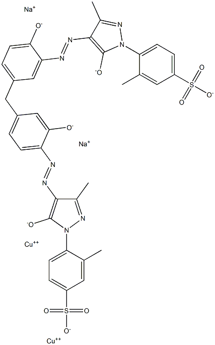 Cuprate(2-), [μ-[4,4'-[methylenebis[ (2-hydroxy-4,1-phenylene)azo(4,5-dihydro-3-methyl -5-oxo-1H-pyrazole-4,1-diyl)]]bis[3-methylbenzenesulfonat o(6-)]]]di-, disodium Struktur