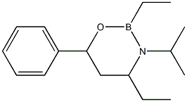 2,4-Diethyltetrahydro-3-(1-methylethyl)-6-phenyl-2H-1,3,2-oxazaborine Struktur