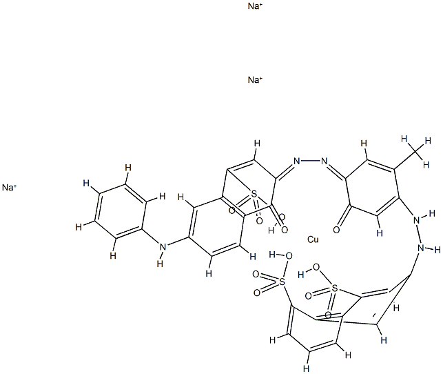 trisodium [3-[[4-[[6-anilino-1-hydroxy-4-sulpho-2-naphthyl]azo]-5-hydroxy-o-tolyl]azo]naphthalene-1,5-disulphonato(5-)]cuprate(3-)  Struktur