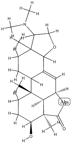 (9ξ,13ξ)-17β-Dimethylamino-3β,6β-dihydroxy-4-methyl-15-oxa-5α-androst-7-ene-4β-carboxylic acid γ-lactone Struktur