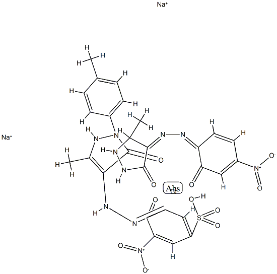 Chromate(2-), [2,4-dihydro-4-[(2-hydroxy-4-nitrophenyl)azo]-5-methyl-3H-pyrazol-3-onato(2-)][3-[[4,5-dihydro-3-methyl-1-(4-methylphenyl)-5-oxo-1H-pyrazol-4-yl]azo]-4-hydroxy-5-nitrobenzenesulfonato(3-)]-, disodium Structure