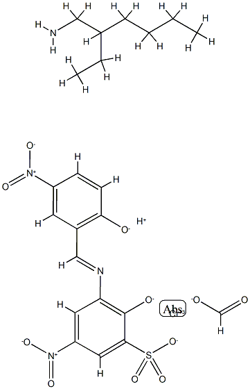 Chromate(1-), (formato-O)[2-hydroxy-3-[ [(2-hydroxy-5-nitrophenyl)methylene]amino]-5-nitrobenzenesulfonato (3-)]-, hydrogen, compd. with 2-ethyl-1-hexanamine (1:1) Struktur