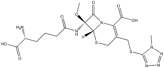 (6R)-7α-[[(R)-5-Amino-5-carboxy-1-oxopentyl]amino]-7-methoxy-3-[[(1-methyl-1H-tetrazol-5-yl)thio]methyl]-8-oxo-5-thia-1-azabicyclo[4.2.0]oct-2-ene-2-carboxylic acid Struktur