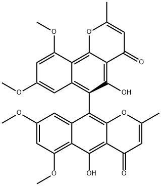 (aS)-5-Hydroxy-6-(5-hydroxy-6,8-dimethoxy-2-methyl-4-oxo-4H-naphtho[2,3-b]pyran-10-yl)-8,10-dimethoxy-2-methyl-4H-naphtho[1,2-b]pyran-4-one Struktur