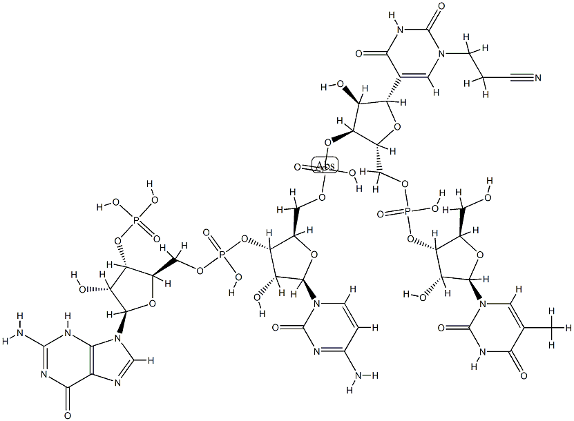 ribosylthymine phosphate-pseudouridine phosphate-cytidine phosphate-guanosine phosphate Struktur