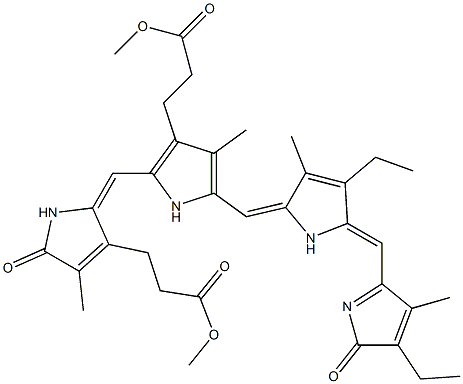 13,18-Diethyl-1,19,22,24-tetrahydro-2,8,12,17-tetramethyl-1,19-dioxo-21H-biline-3,7-dipropionic acid dimethyl ester Struktur