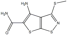 4-amino-6-methylsulfanyl-2,8-dithia-7-azabicyclo[3.3.0]octa-3,6,9-trie ne-3-carboxamide Struktur