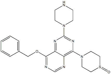 4-(2-phenylmethoxy-9-piperazin-1-yl-3,5,8,10-tetrazabicyclo[4.4.0]deca -2,4,7,9,11-pentaen-7-yl)-1,4-thiazinane 1-oxide Struktur