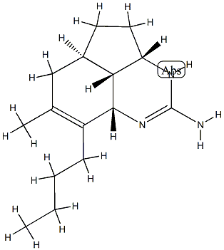 (3aS)-8-Butyl-1,3aα,4,5,5aβ,6,8aα,8bα-octahydro-7-methylcyclopenta[de]quinazoline-2-amine Struktur