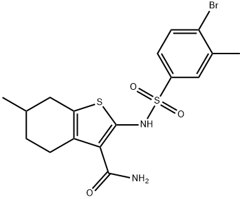 2-{[(4-bromo-3-methylphenyl)sulfonyl]amino}-6-methyl-4,5,6,7-tetrahydro-1-benzothiophene-3-carboxamide Struktur