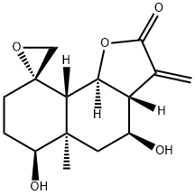 (3aR,9S,9aS,9bS)-Decahydro-4β,6β-dihydroxy-5aα-methyl-3-methylenespiro[naphtho[1,2-b]furan-9(9aH),2'-oxirane]-2-one Struktur