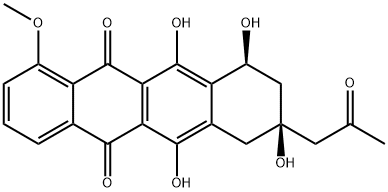 (8S)-7,8,9,10-Tetrahydro-6,8α,10α,11-tetrahydroxy-1-methoxy-8β-(2-oxopropyl)-5,12-naphthacenedione Struktur