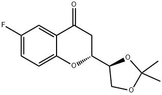 (1’S,2R)-2-[(1’,2’-O-Isopropylidene)dihydroxyethyl]-6-fluorochroman-4-one Struktur