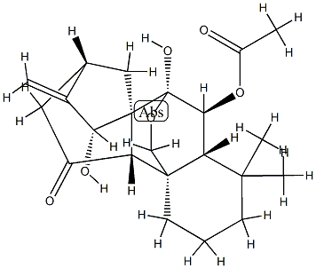 7α,20-Epoxy-6β,7β,15β-trihydroxykaur-16-en-11-one 6-acetate Struktur