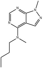 1H-Pyrazolo[3,4-d]pyrimidine,4-(butylmethylamino)-1-methyl-(8CI) Struktur