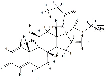 6,9-difluoro-11-hydroxy-16-methyl-3-oxo-17-(1-oxopropoxy)-, S-(bromomethyl)ester, (6α,11β,16α,17α)- Struktur