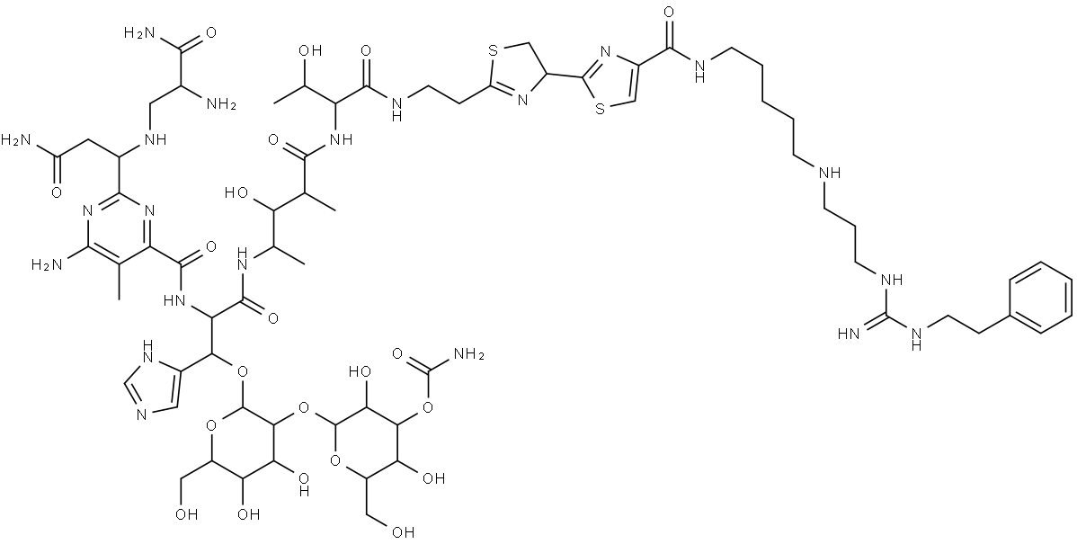 N1-[5-[[3-[[Imino[(2-phenylethyl)amino]methyl]amino]propyl]amino]pentyl]bleomycinamide Struktur