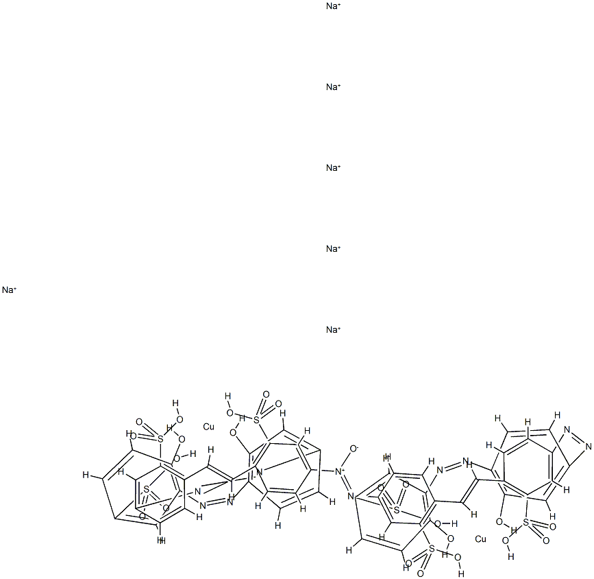 Cuprate, [μ-[[3,3'-azoxybis[6-[2-[4-[[3-hydroxy-4-[(2-hydroxy-5-sulfophenyl) azo]phenyl]azo]-2-sulfophenyl] ethenyl] benzenesulfonato]]]]di-, hexasodium Struktur