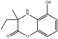 3-Ethyl-3,4-dihydro-5-hydroxy-3-methyl-2H-1,4-benzoxazin-2-one Struktur