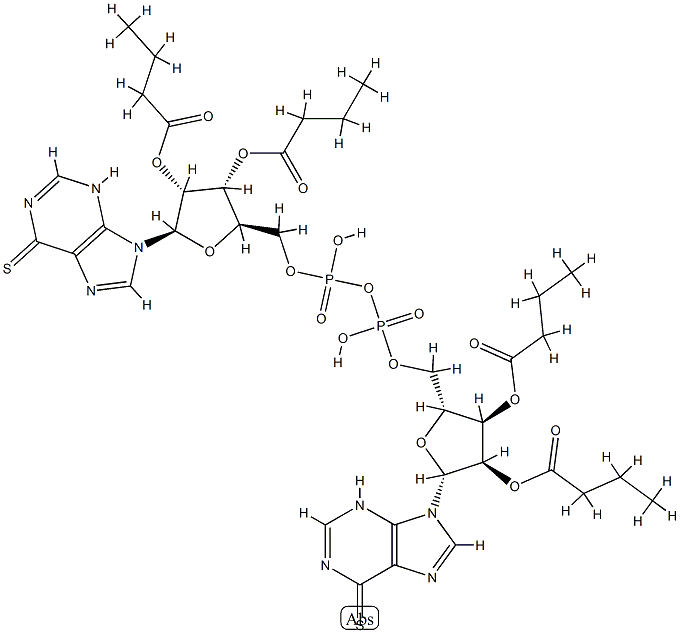 P(1),P(2)-bis(O(2'),O(3')-dibutyryl-6-mercaptopurine-9 beta-ribofuranoside)-5'-pyrophosphate Struktur