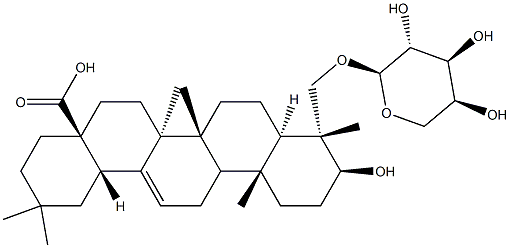 23-(α-L-Arabinopyranosyloxy)-3β-hydroxy-5α-olean-12-en-28-oic acid Struktur