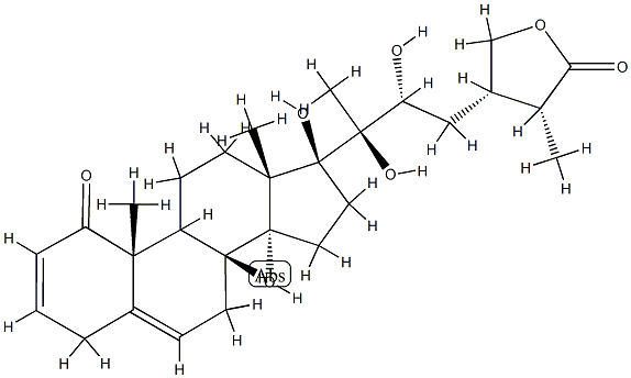 (17S,22R,25R)-14,17,20,22,28-Pentahydroxy-1-oxoergosta-2,5-dien-26-oic acid 26,28-lactone Struktur