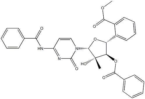 BenzaMide, N-[1-(3,5-di-O-benzoyl-2-C-Methyl-β-D-arabinofuranosyl)-1,2-dihydro-2-oxo-4-pyriMidinyl]- Struktur