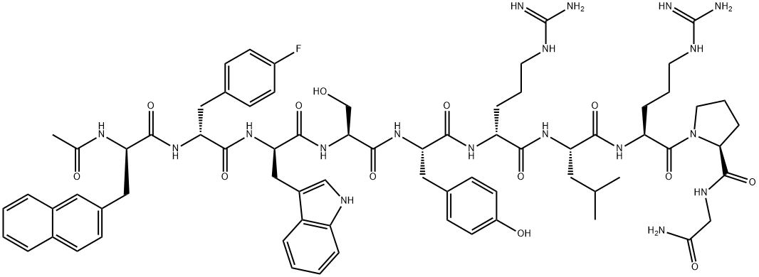 LHRH, acetyl-2-(2-naphthyl)-Ala(1)-4-F-Phe(2)-Trp(3)-Arg(6)- Struktur