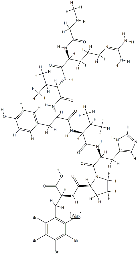 angiotensin-II, Sar-Arg-Val-Tyr-Val-His-Pro-(2',3',4',5',6'-pentabromo)-Phe Struktur