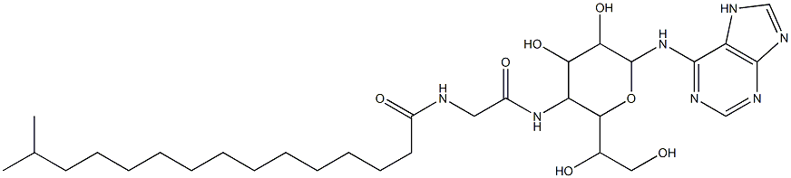 N-(1H-Purin-6-yl)-4-[[[(14-methyl-1-oxopentadecyl)amino]acetyl]amino]-4-deoxy-β-L-glycero-L-manno-heptopyranosylamine|N-(1H-Purin-6-yl)-4-[[[(14-methyl-1-oxopentadecyl)amino]acetyl]amino]-4-deoxy-β-L-glycero-L-manno-heptopyranosylamine