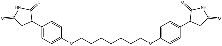 3-[4-[7-[4-(2,5-dioxopyrrolidin-3-yl)phenoxy]heptoxy]phenyl]pyrrolidin e-2,5-dione Struktur