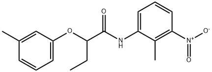 N-(2-methyl-3-nitrophenyl)-2-(3-methylphenoxy)butanamide Struktur