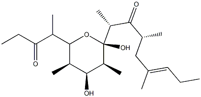 (2S)-Tetrahydro-3β,5β-dimethyl-2α-[(1R,3R,5E)-1,3,5-trimethyl-2-oxo-5-octenyl]-6-[(1S)-1-methyl-2-oxobutyl]-2H-pyran-2β,4β-diol Struktur